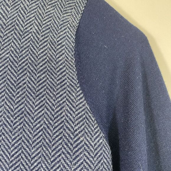 Peter Millar Crown Mens Large Sweater V-Neck Merino Wool Herringbone Raglan - Picture 5 of 11